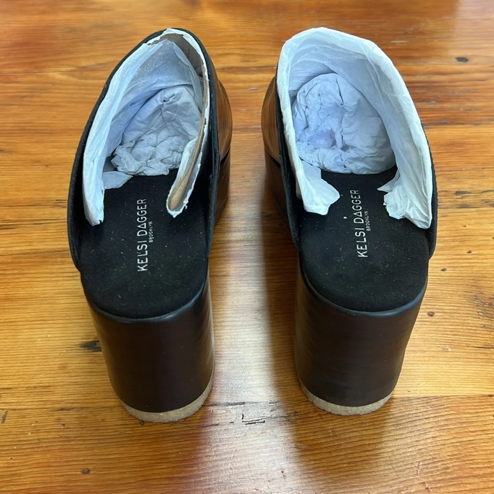 Kelsi Dagger Rowan Black Leather Platform Wedge Sandal Women's Size 7.5 new - Picture 3 of 10